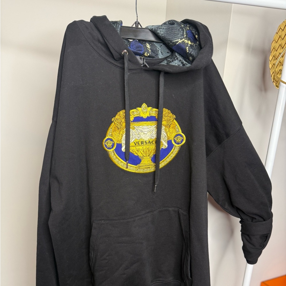 Versace BLACK Embroidered hoodie 3X